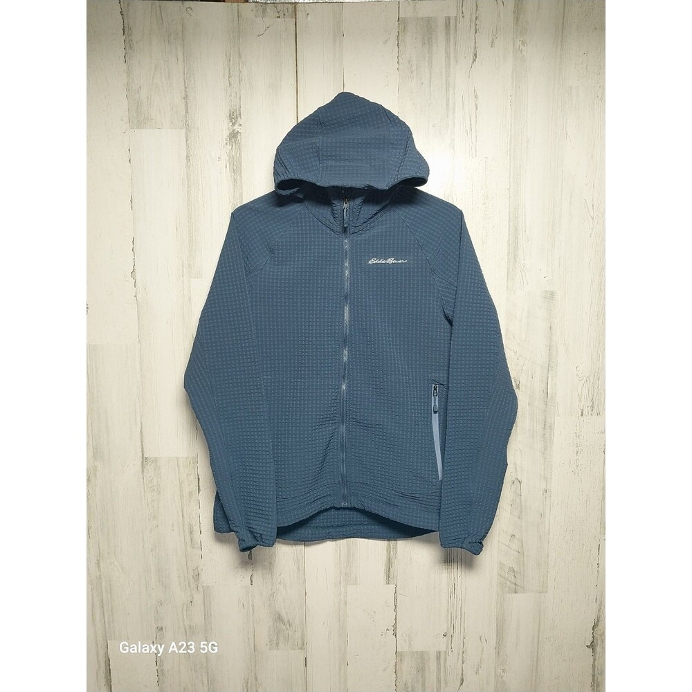 Eddie Bauer Women's Large/Medium Blue Hooded Jacket Lightweight Textured